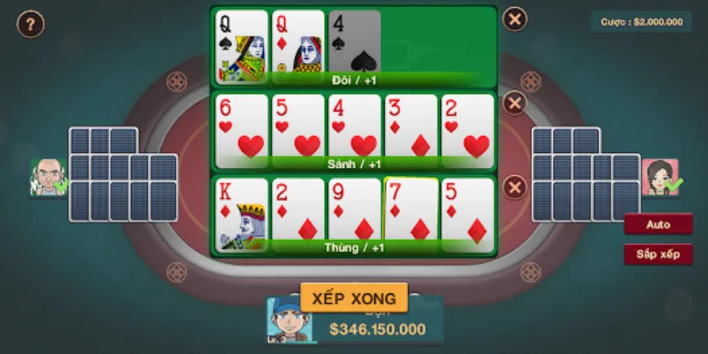 Hướng dẫn xếp bài Mậu Binh chuẩn để tránh binh lủng